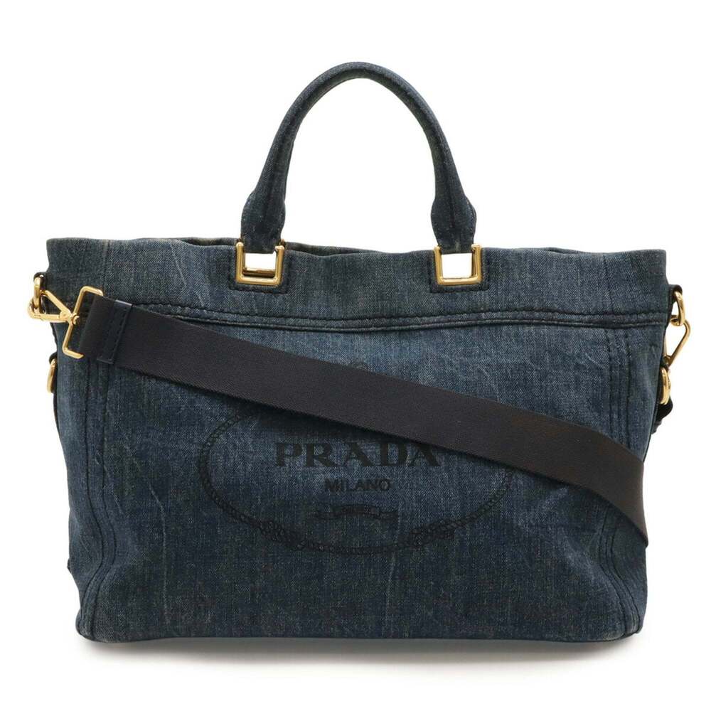 PRADA Blue Canvas Shoulder Bag - Picture 2 of 8